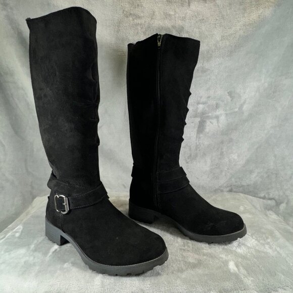 UNR8ED womens Boots 7M Darla black suede zip up with decorative buckle strap at - Picture 14 of 16